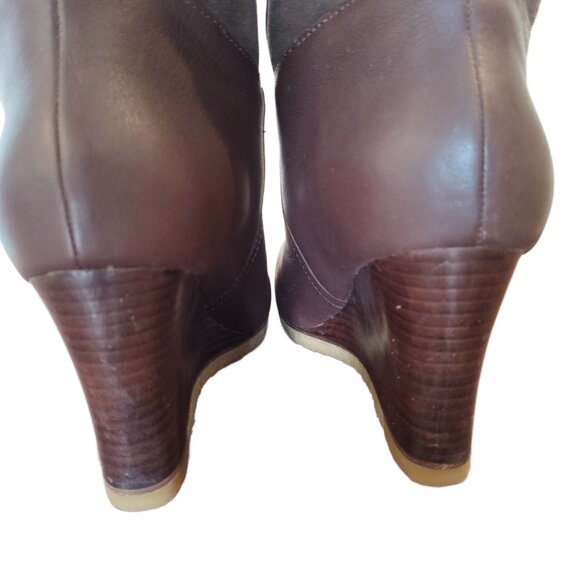 UGG Ravenna Wedge Tall Boots Brown Leather & Suede #3200 Size 6 - Picture 6 of 12